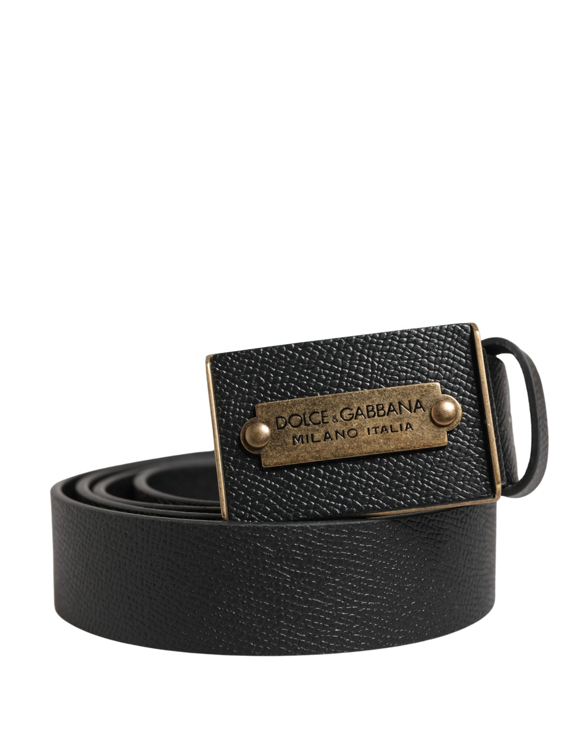Dolce & Gabbana Black Calf Leather Metal Buckle Belt - Luxury Elegance