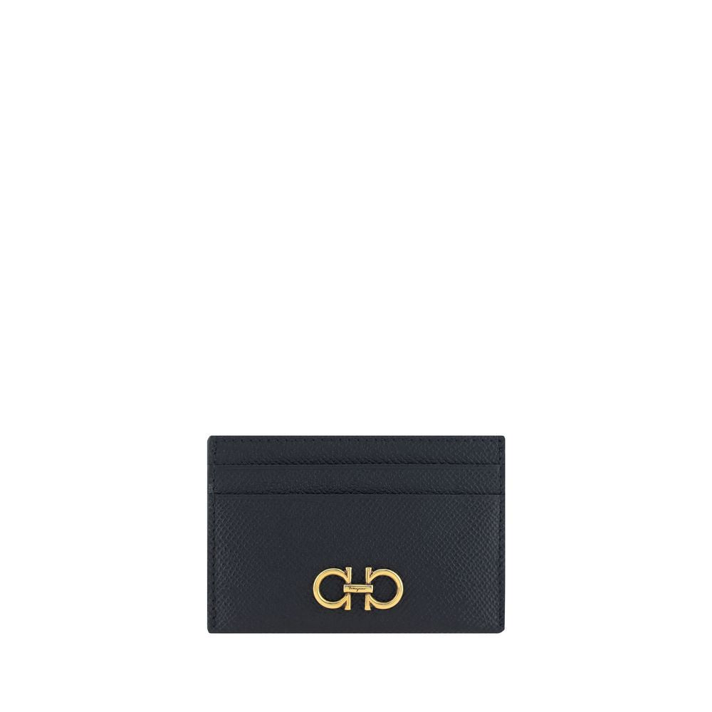 Ferragamo Black Calf Leather Wallet – Artisanal Luxury Elegance