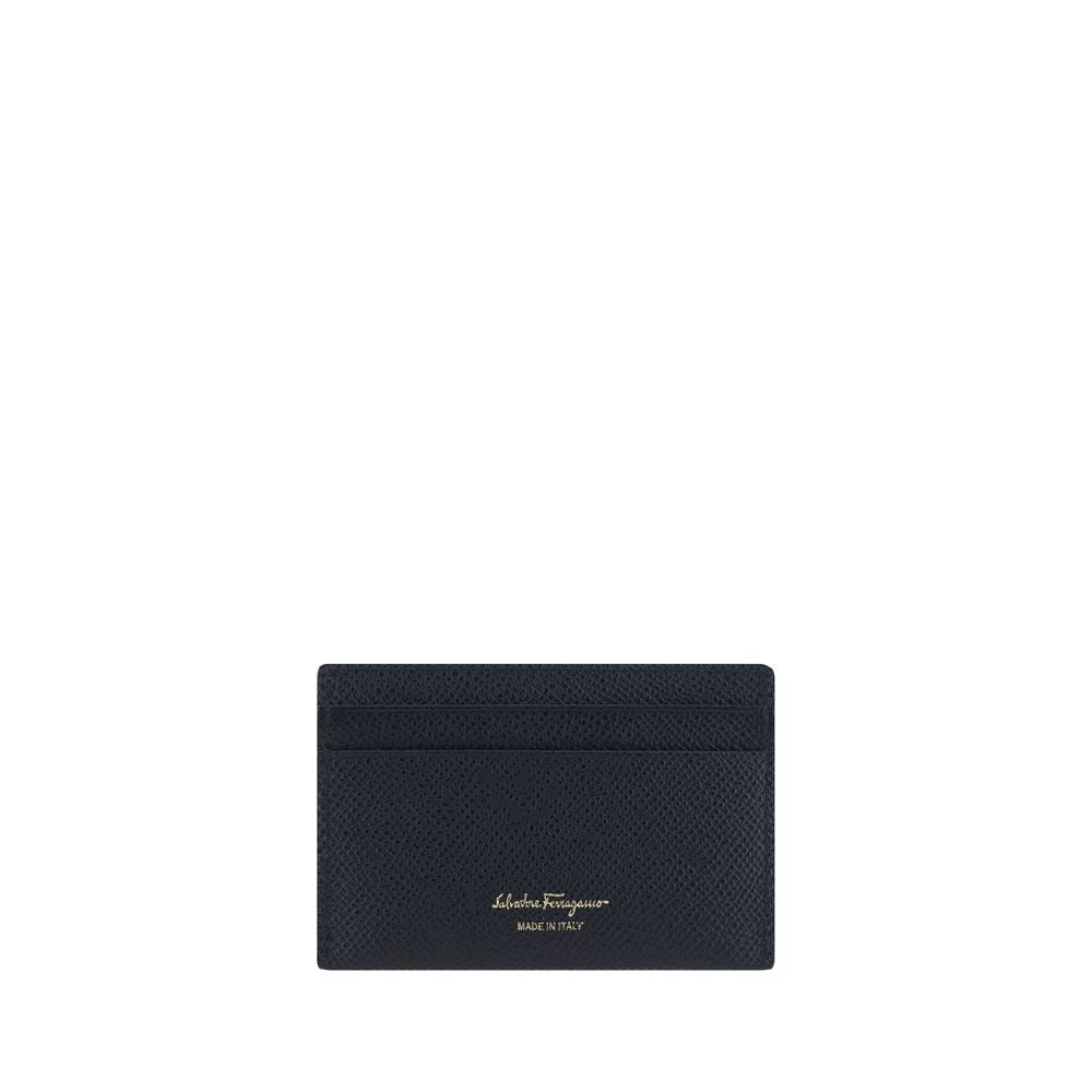 Ferragamo Black Calf Leather Wallet – Artisanal Luxury Elegance