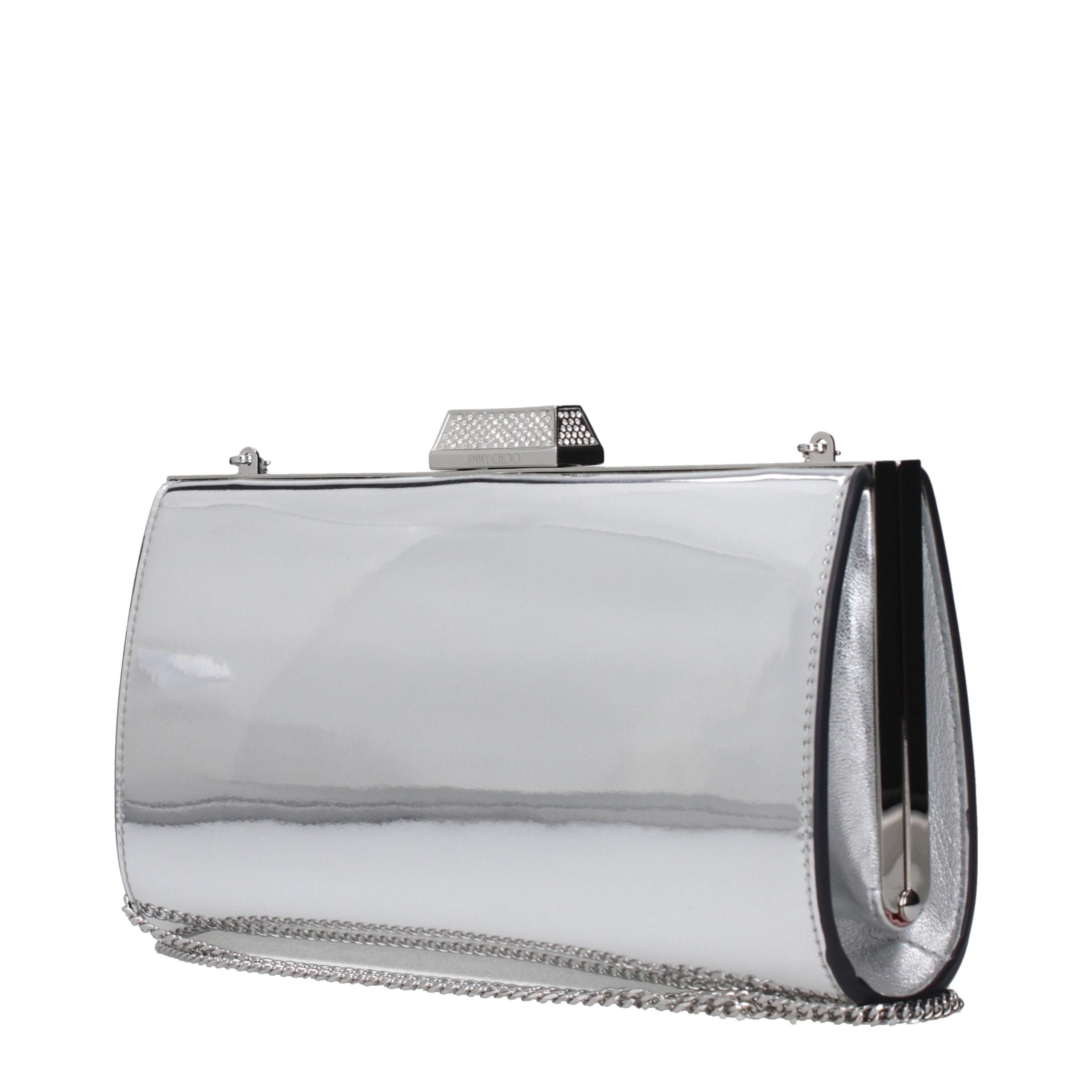 Elevate your elegance with the Jimmy Choo Gray Leather Clutch Bag, a masterpiece of premium craftsmanship that embodies contemporary luxury and timeless sophistication.