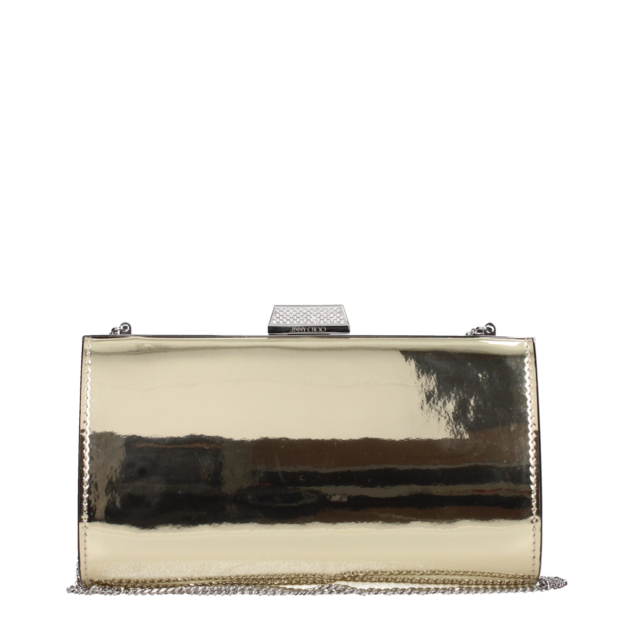 Elevate your elegance with the Jimmy Choo Gold Leather Clutch Bag, a 2023 masterpiece of artisanal luxury, perfect for any glamorous occasion.