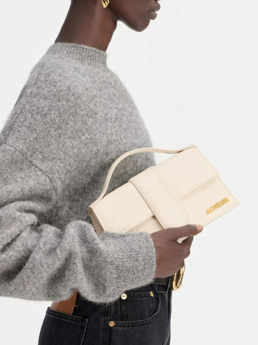 Jacquemus Ivory Cocco Le Grand Bambino Handbag - Exquisite Luxury