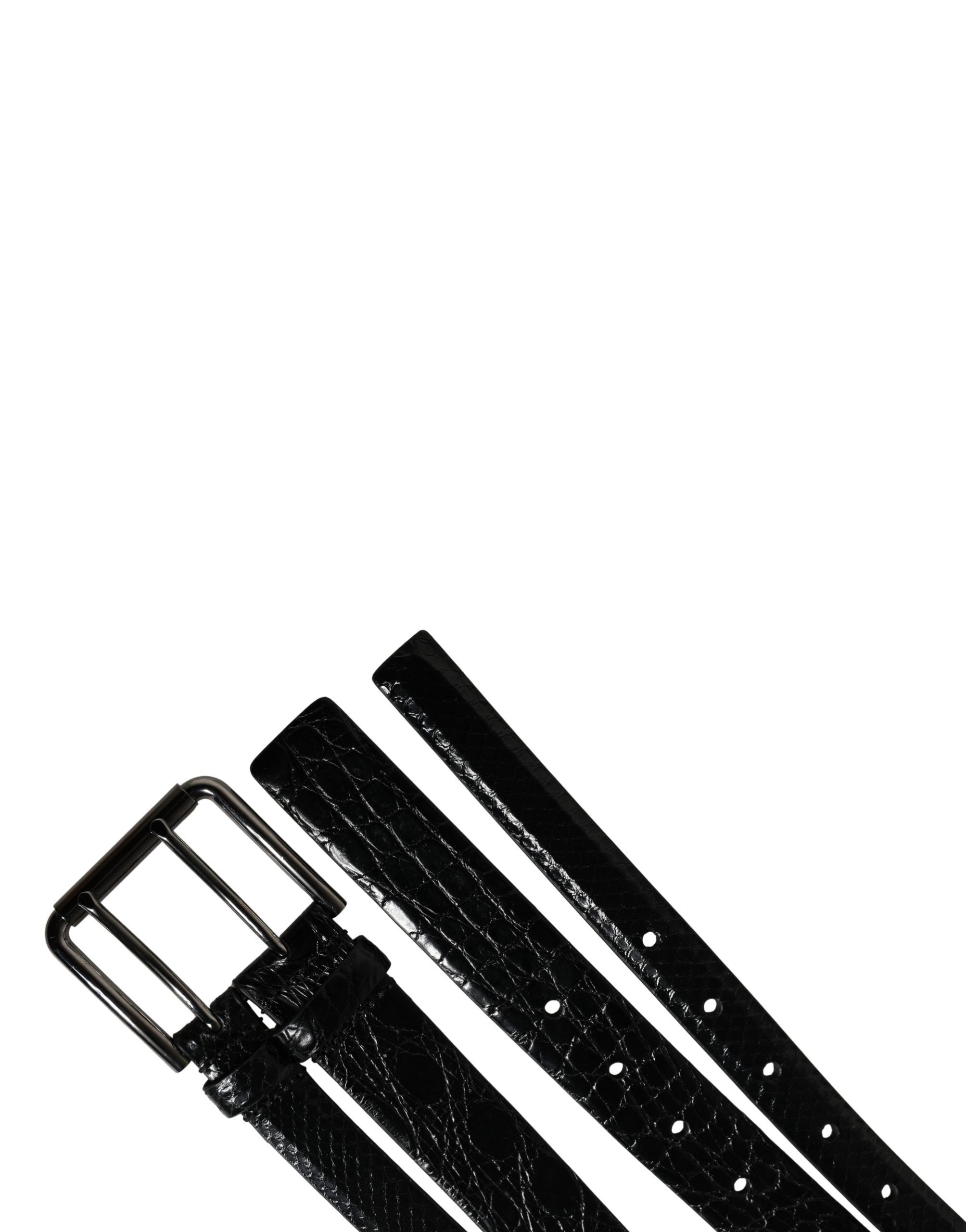 Dolce & Gabbana Men Black Exotic Leather Double Strap Belt