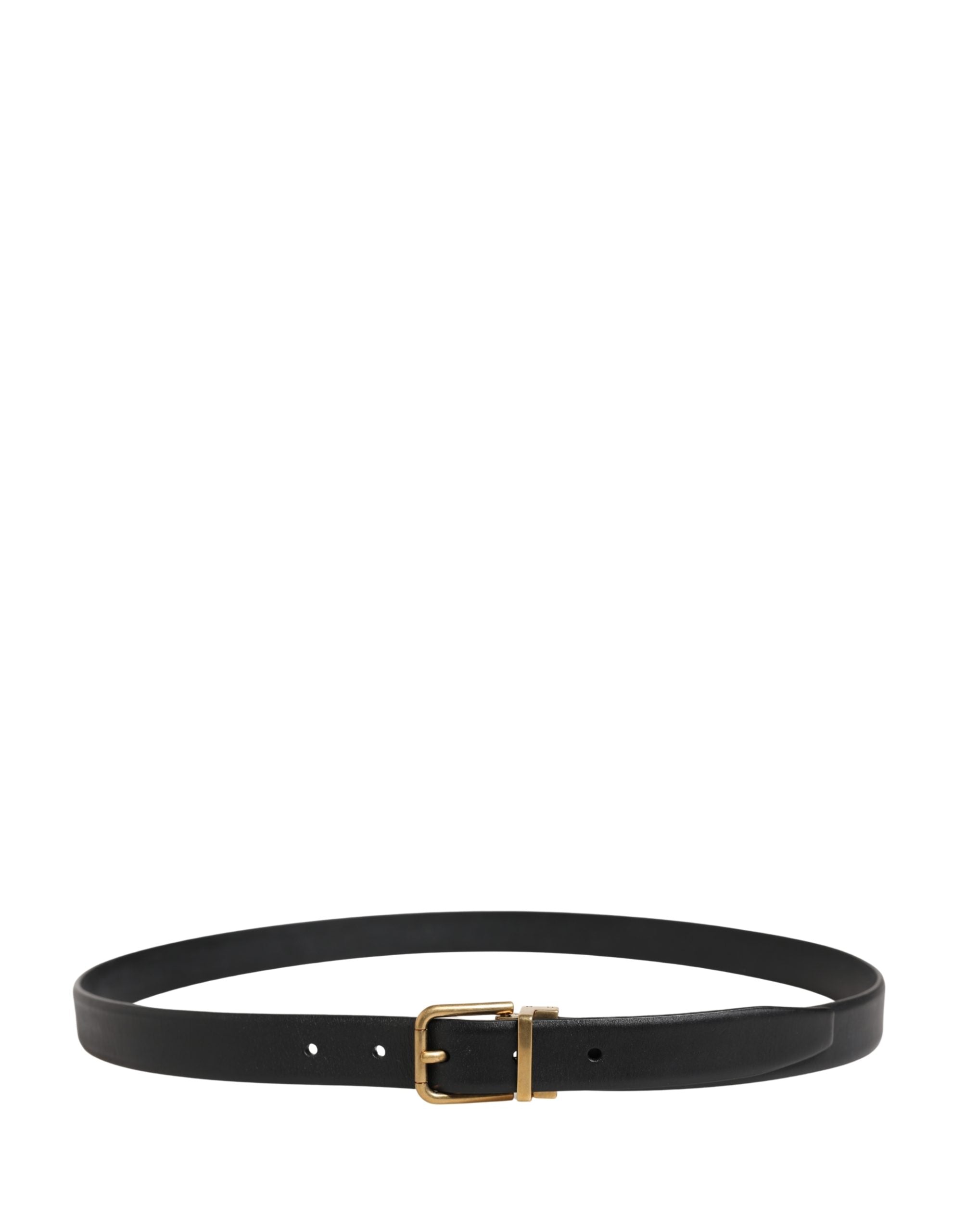 Dolce & Gabbana Men Black Classic Leather Metal Buckle Belt