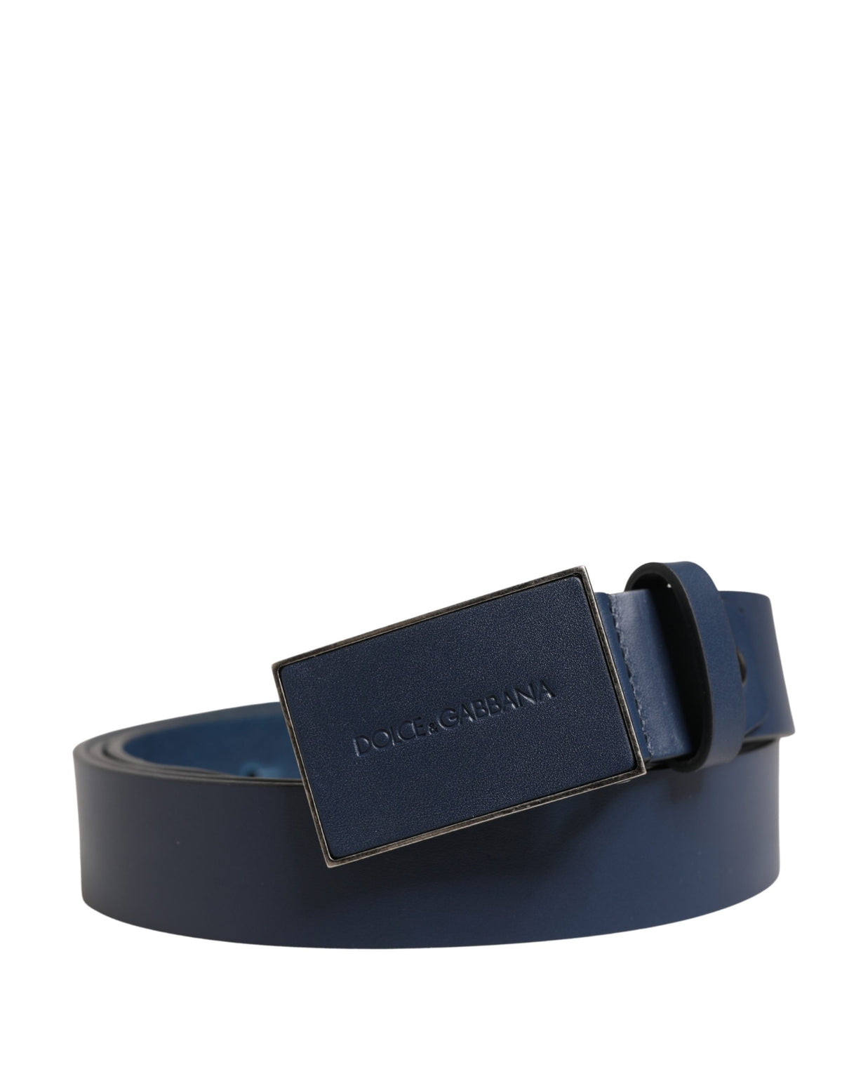 Elevate your style with the Dolce & Gabbana Blue Calf Leather Logo Metal Buckle Belt, a masterpiece of Italian craftsmanship that embodies timeless luxury and sophistication.