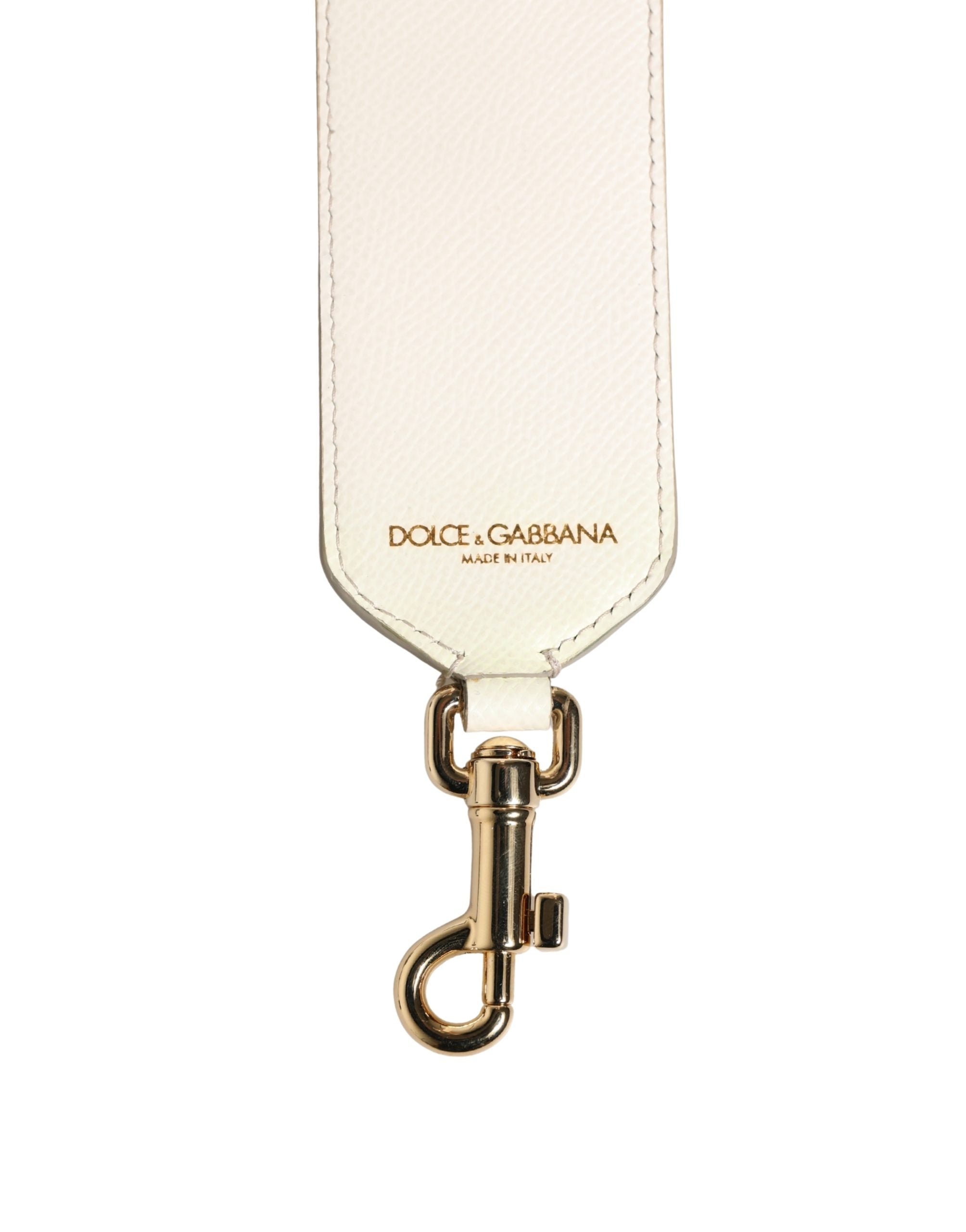 Elevate your style with the Dolce & Gabbana White Blue Floral Leather Stud Accessory Shoulder Strap, a luxurious blend of exquisite craftsmanship and timeless elegance.