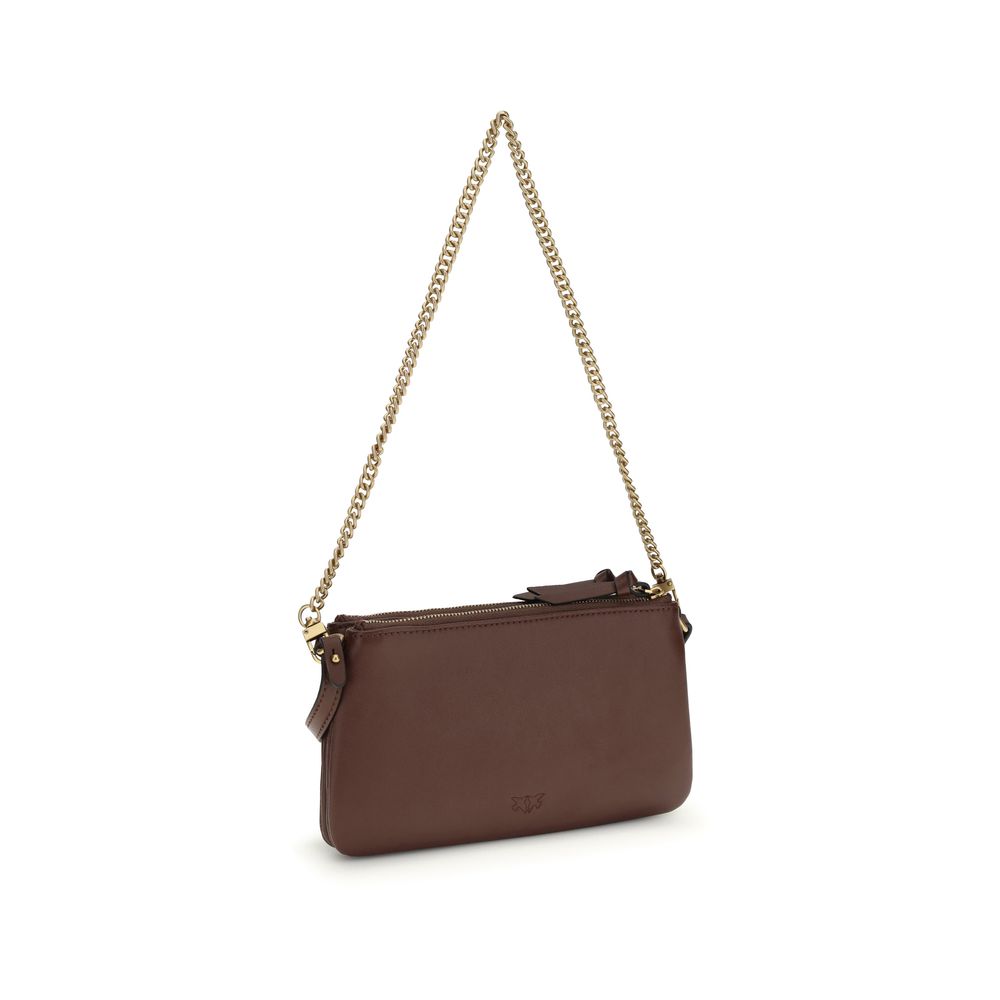 PINKO Brown Calf Leather Bos Taurus Shoulder Bag - Artisanal Elegance