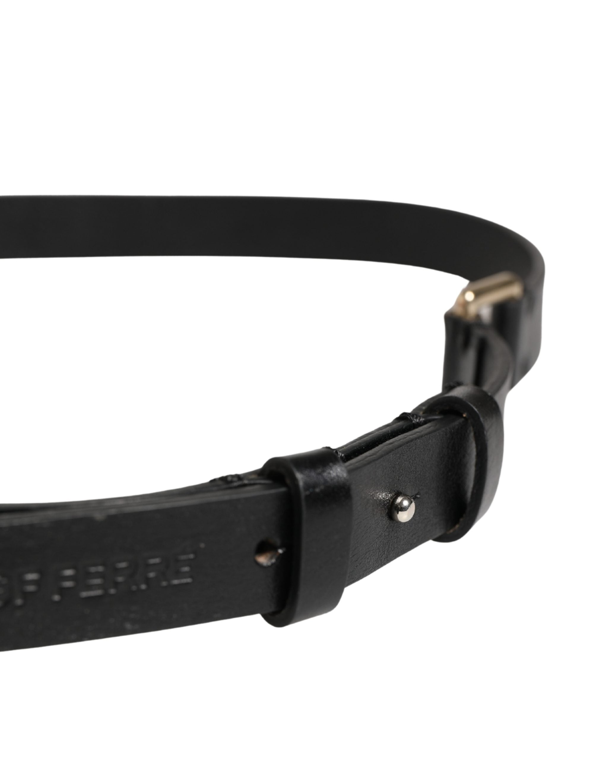 GF Ferre Black Leather Waist Belt - Artisanal Luxury Accessory