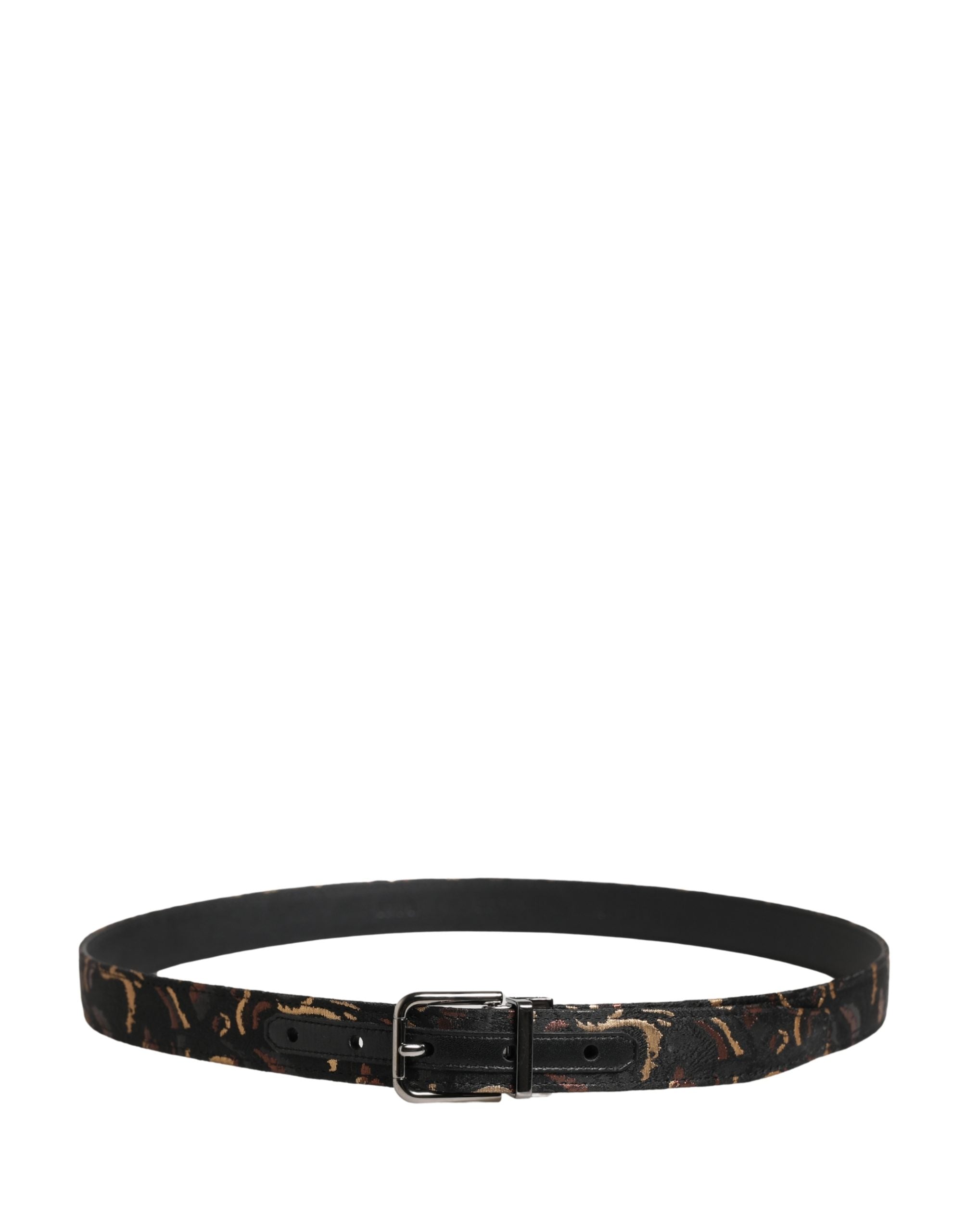 Dolce & Gabbana Multicolor Jacquard Silver Metal Buckle Belt