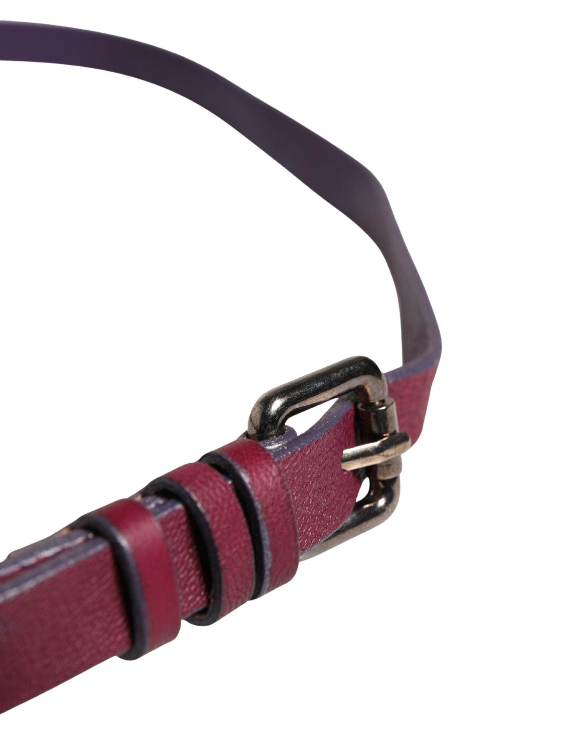 GF Ferre Maroon Leather Silver Metal Buckle Waist Women Belt