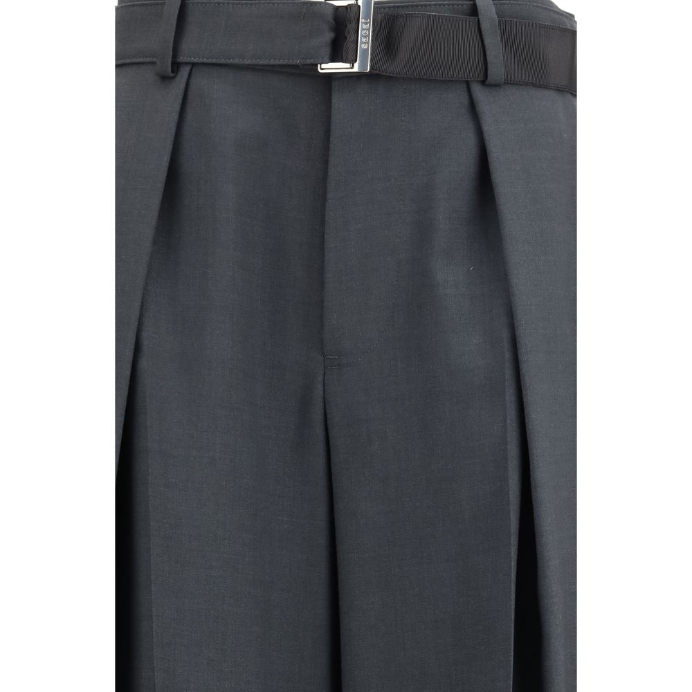 Elevate your wardrobe with Sacai Gray Polyester Casual Pants, a luxurious blend of sophistication and comfort, perfect for the discerning individual who values artisanal elegance.