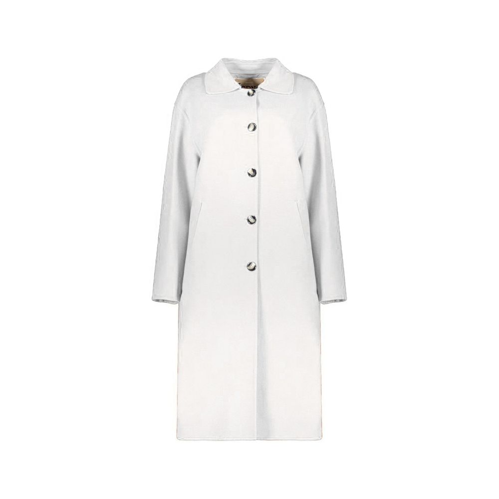 Discover the Herno White Wool Coat, a masterpiece of elegance crafted from 100% wool, embodying timeless luxury and sophistication for the discerning individual.
