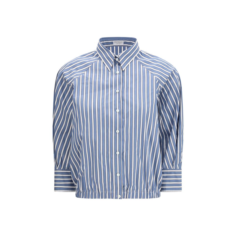 Brunello Cucinelli Blue Cotton Pattern Shirt | Artisanal Luxury