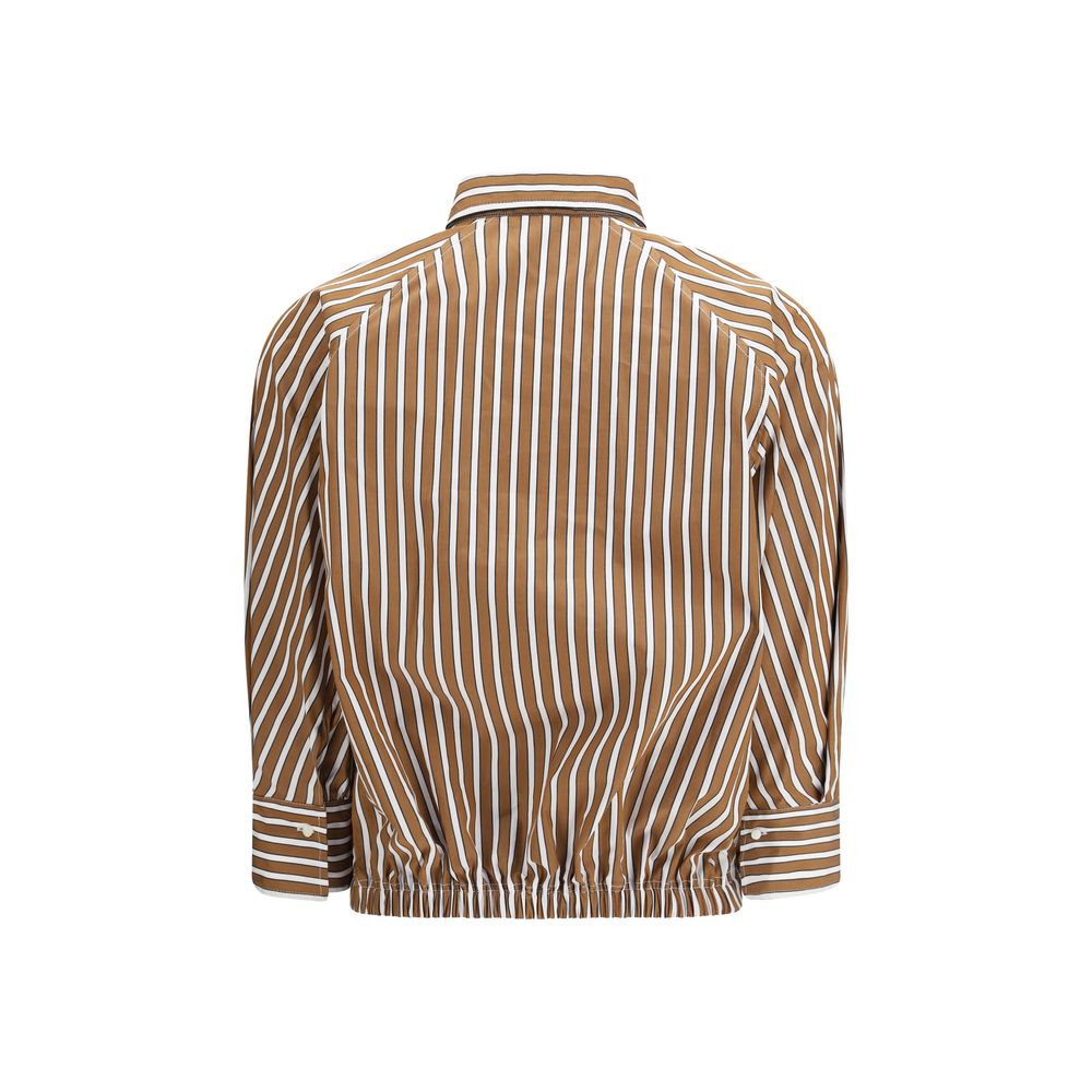 Brunello Cucinelli Brown Cotton Pattern Shirt, Artisanal Luxury