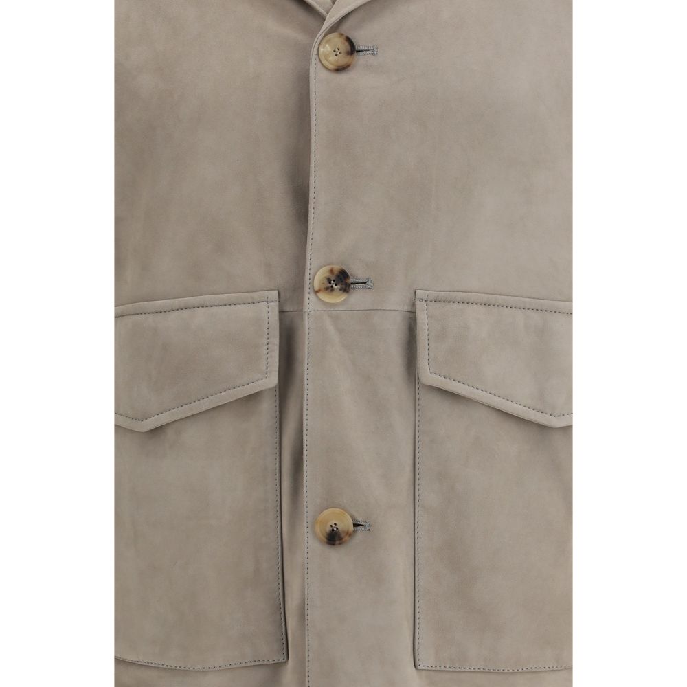 Brunello Cucinelli Bicolor Calf Leather Bos Taurus Coat