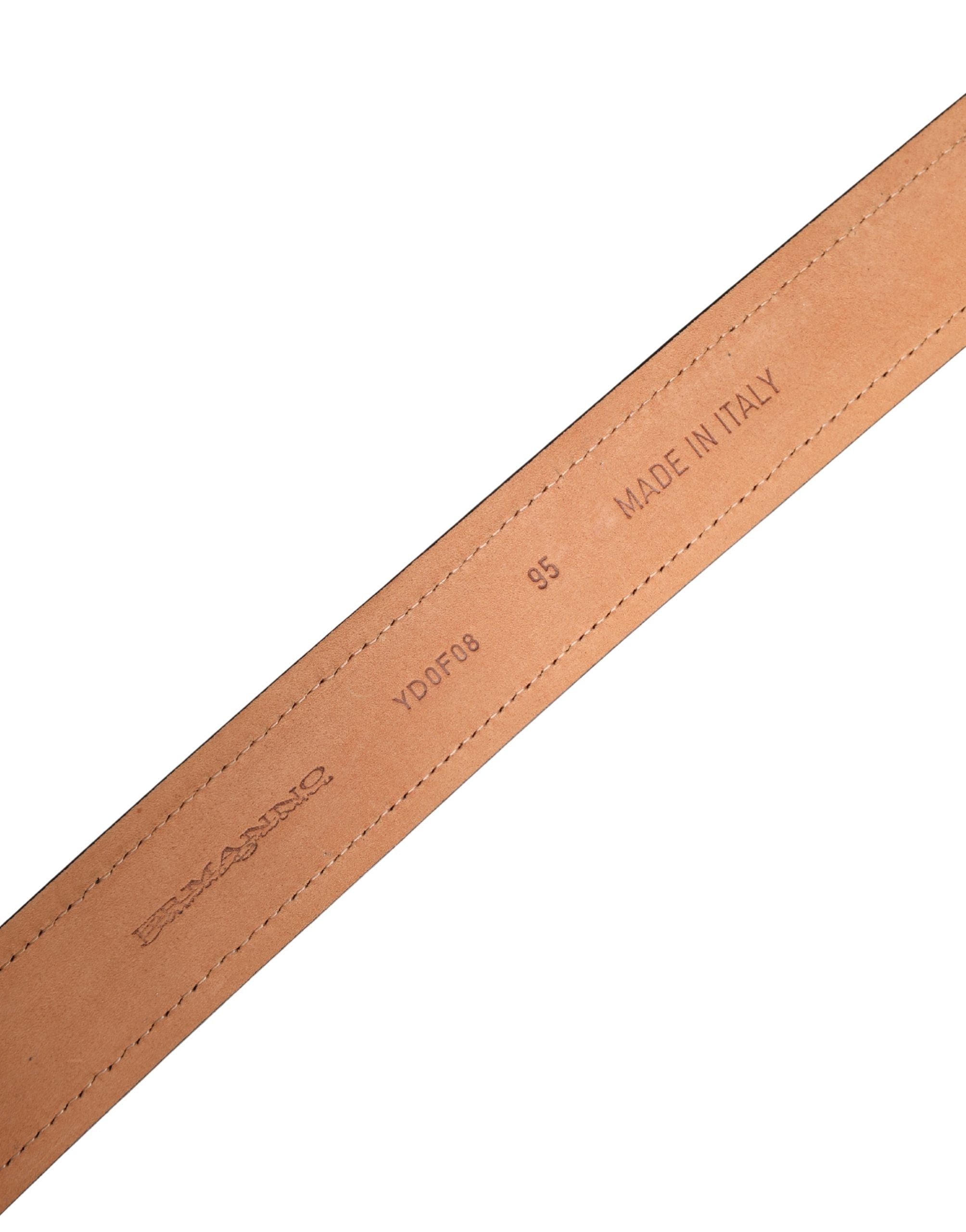 Elevate your style with the Ermanno Scervino Black Leather Cotton Logo Metal Buckle Belt, a masterpiece of Italian craftsmanship that embodies timeless luxury and sophistication.