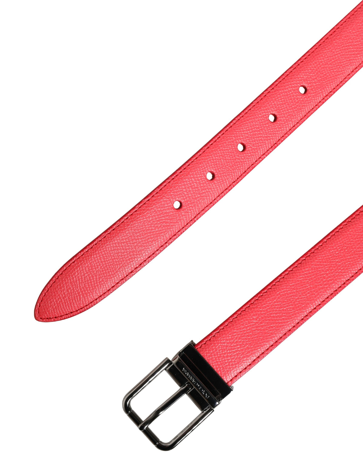 Experience the allure of the Dolce & Gabbana Pink Calf Leather Silver Metal Buckle Belt, a testament to Italian craftsmanship that elevates every ensemble with timeless elegance.