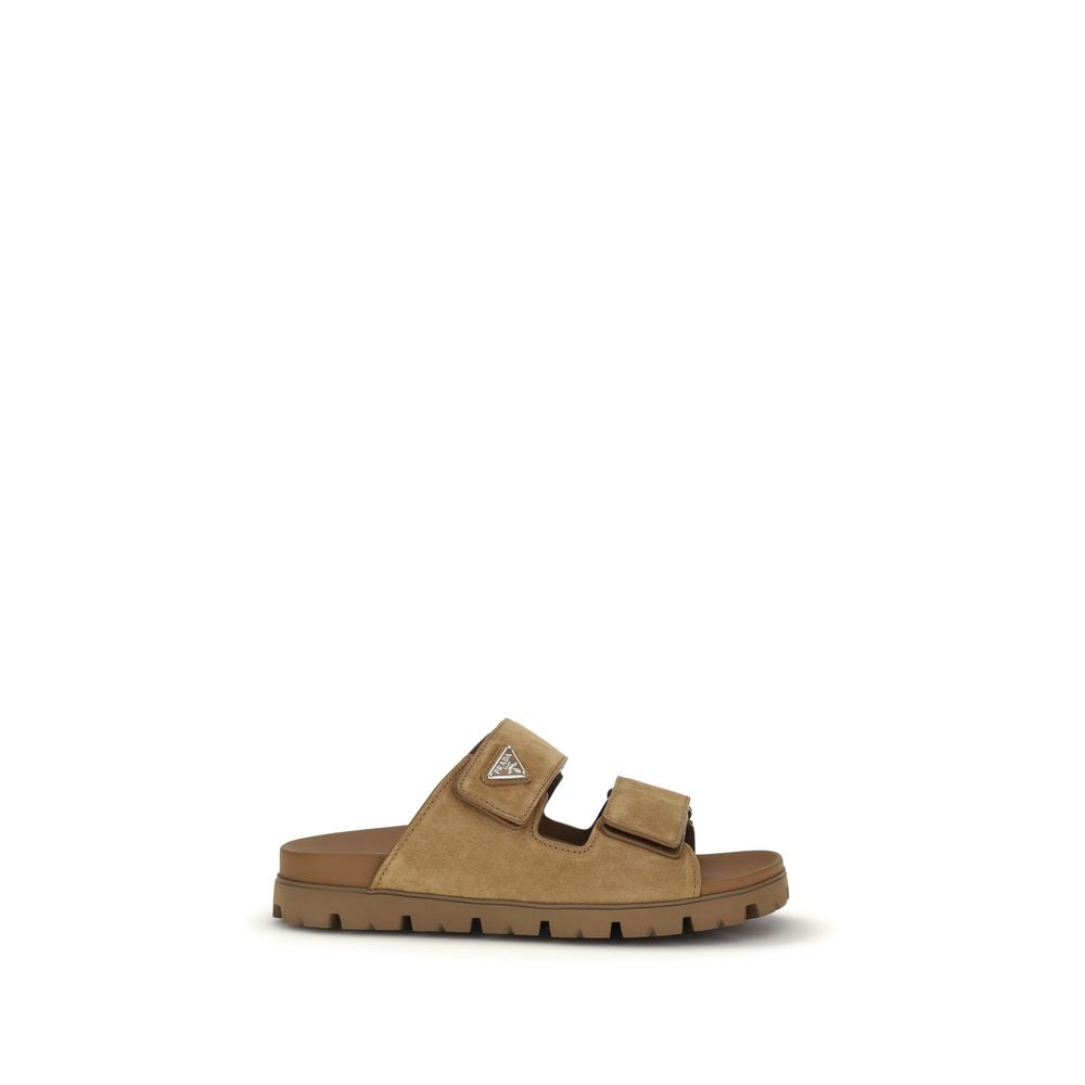 Prada Brown Calf Leather Strap-On Sandals - Luxurious Elegance
