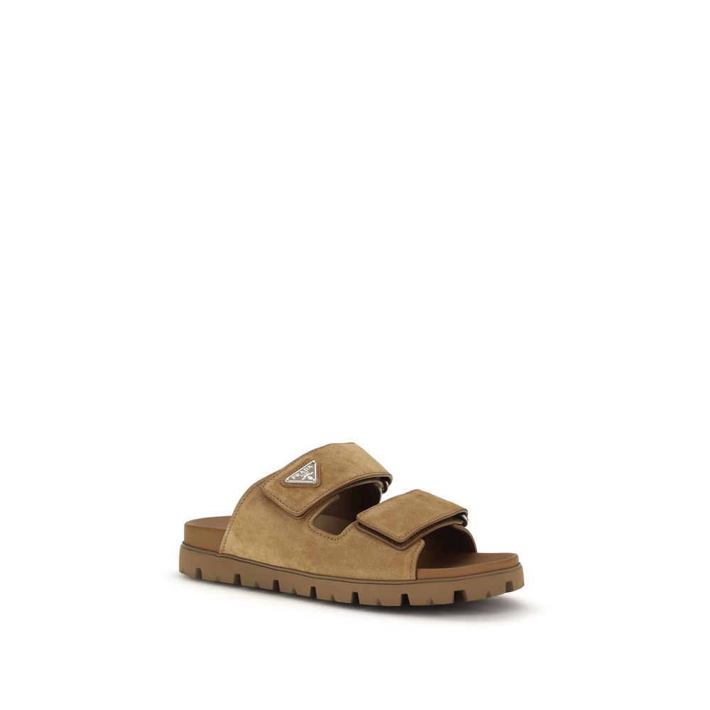 Prada Brown Calf Leather Strap-On Sandals - Luxurious Elegance