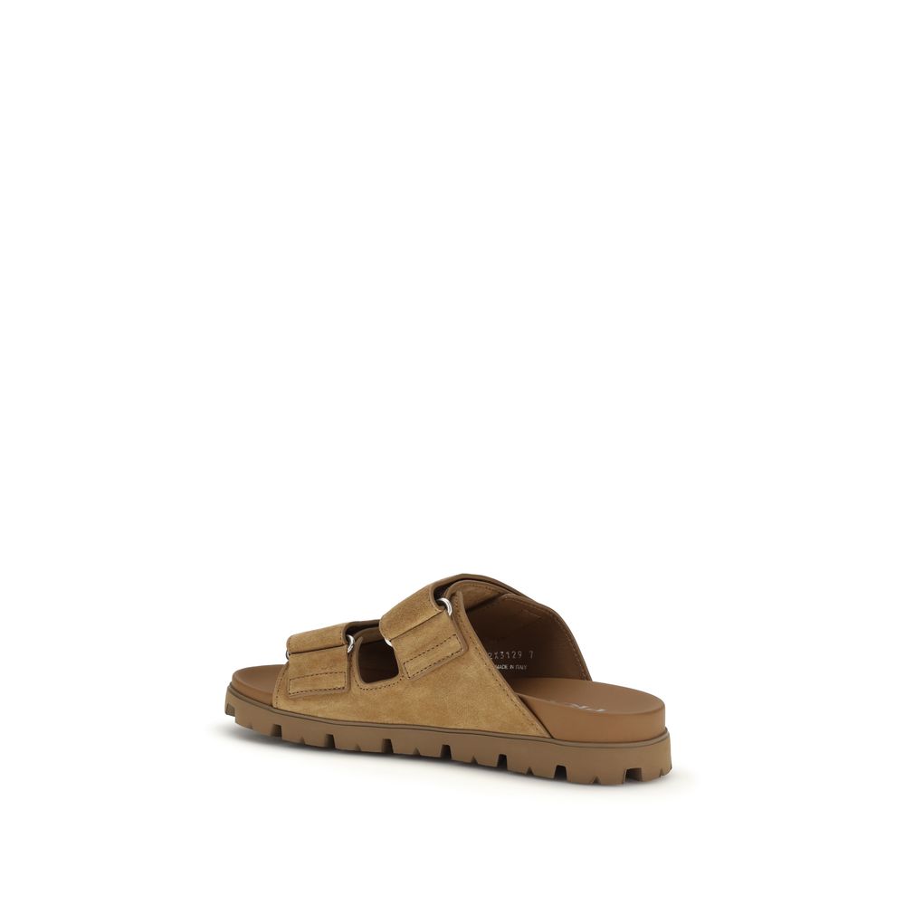 Prada Brown Calf Leather Strap-On Sandals - Luxurious Elegance