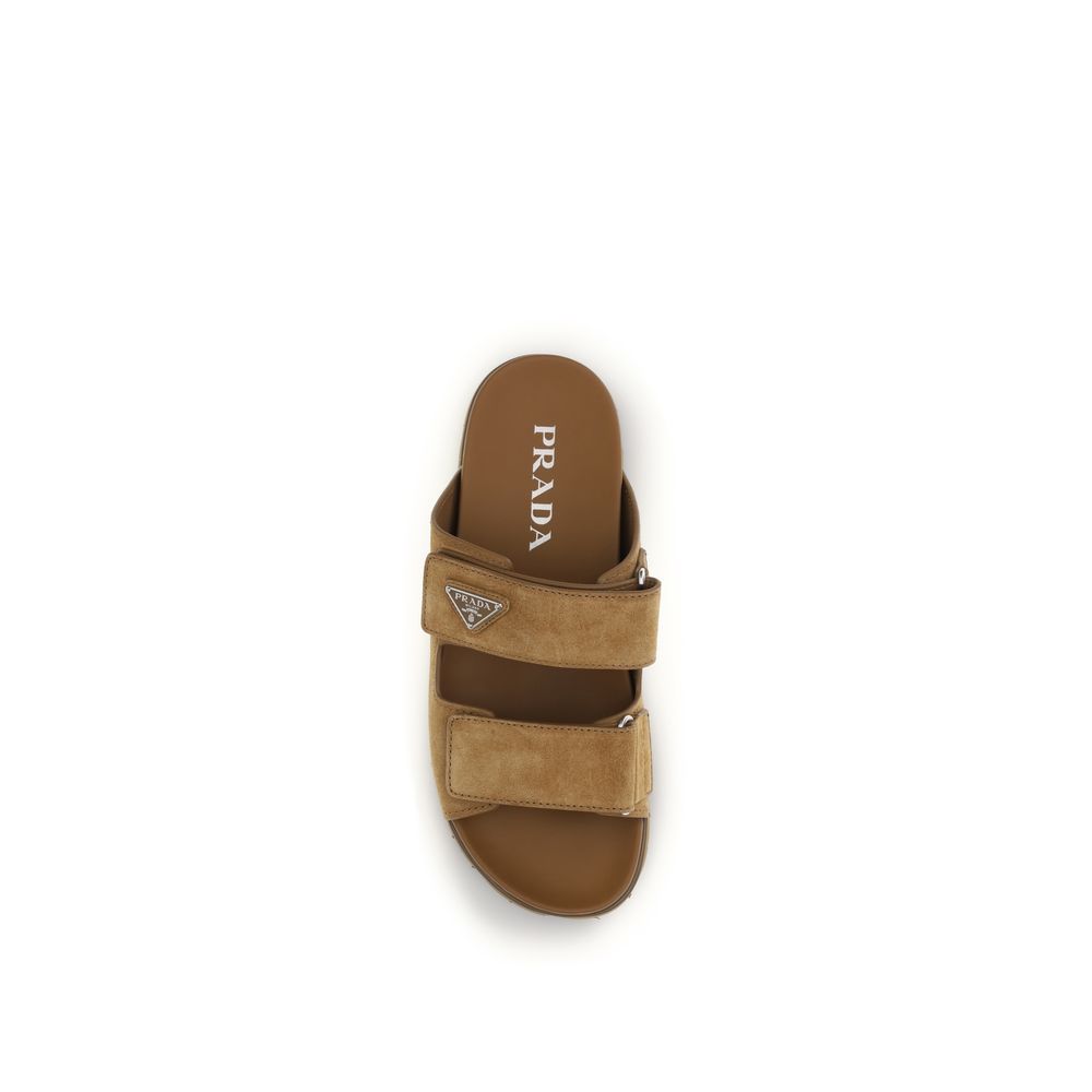 Prada Brown Calf Leather Strap-On Sandals - Luxurious Elegance