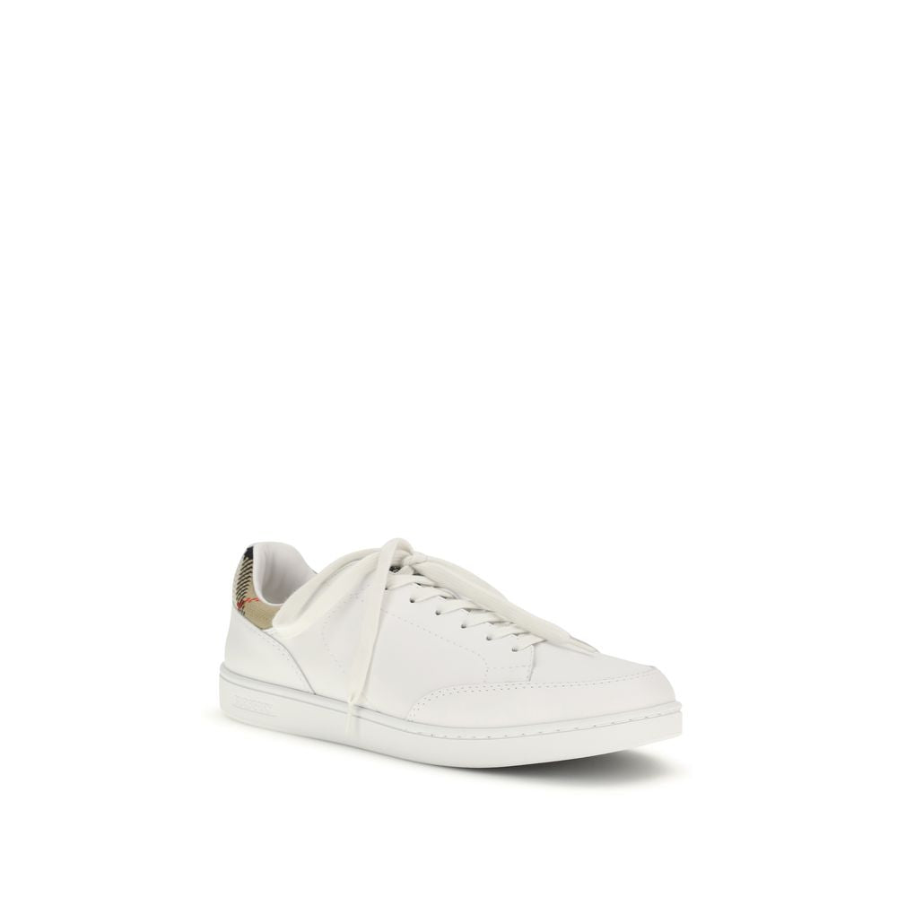 Burberry White Calf Leather Sneakers - Artisanal Luxury Footwear