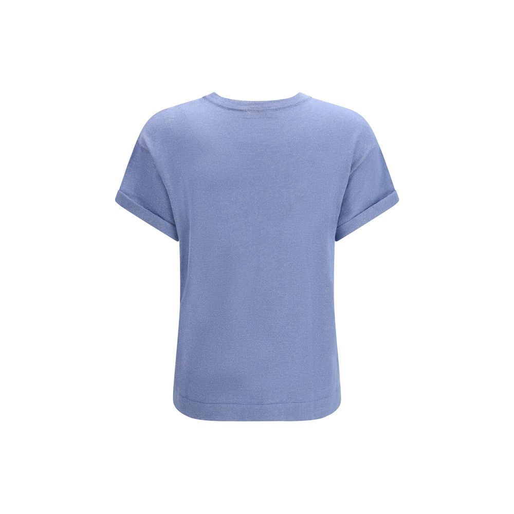 Discover the Brunello Cucinelli Blue Nylon T-Shirt, a masterpiece of luxury crafted from cashmere and silk, embodying timeless elegance for the discerning fashionista.
