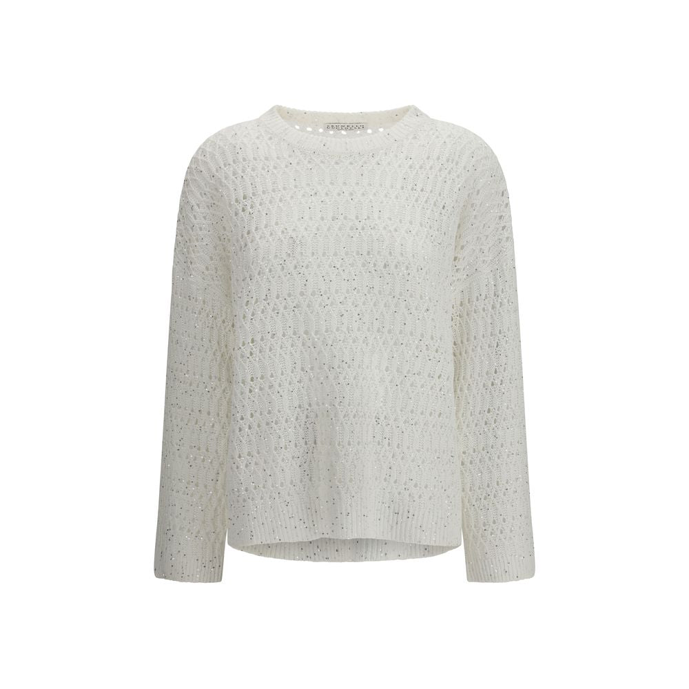 Brunello Cucinelli White Silk Sweatshirt – Artisanal Luxury