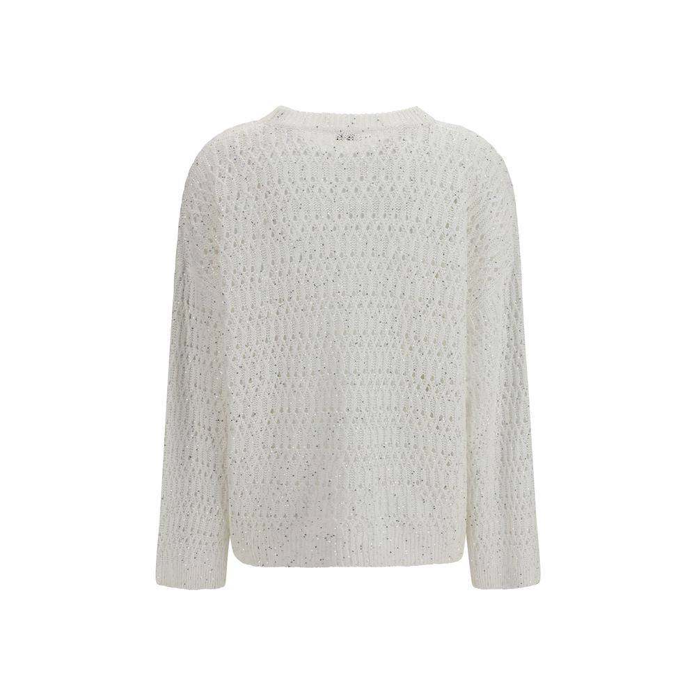 Brunello Cucinelli White Silk Sweatshirt – Artisanal Luxury Couture