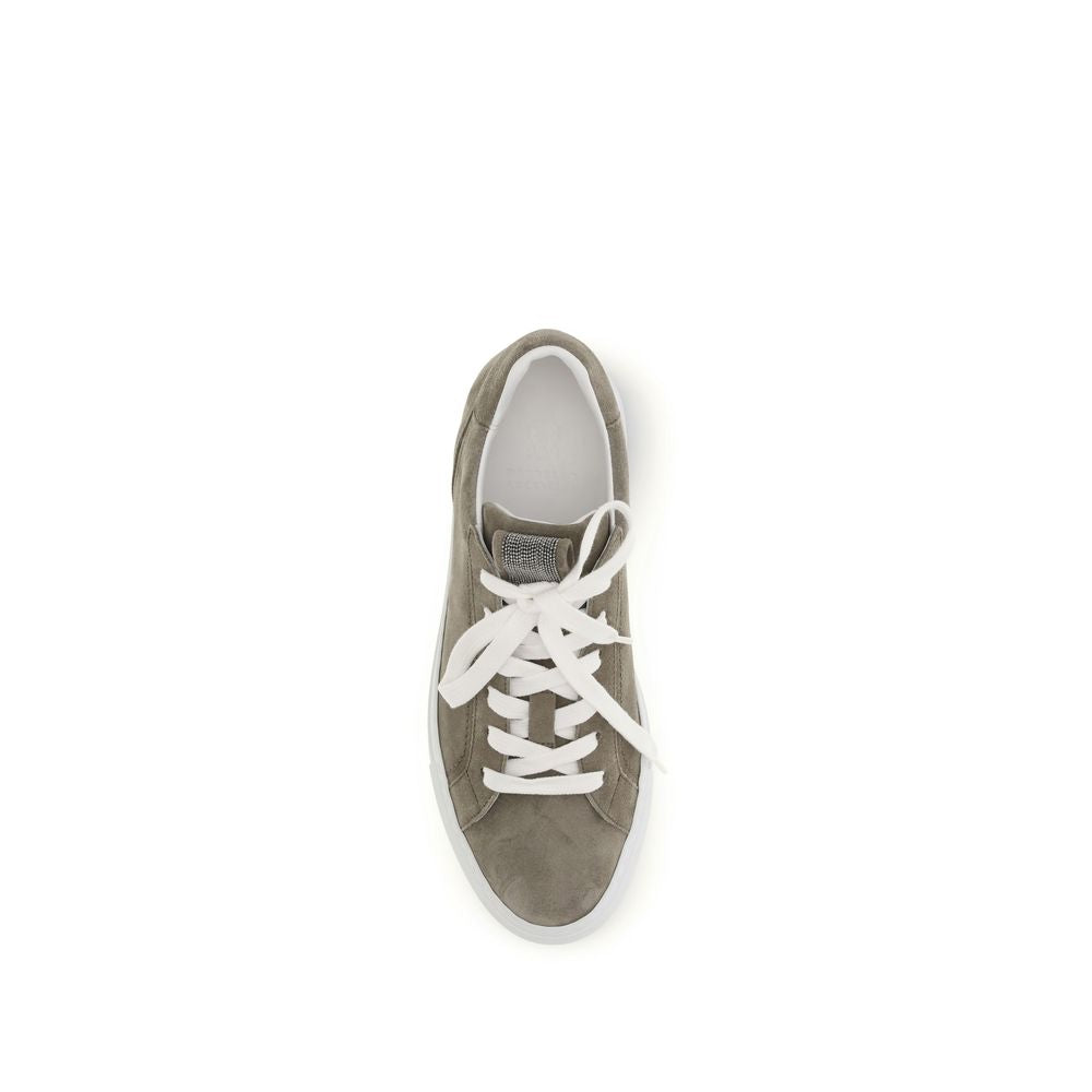 Brunello Cucinelli Gray Calf Leather Sneakers - Artisanal Luxury