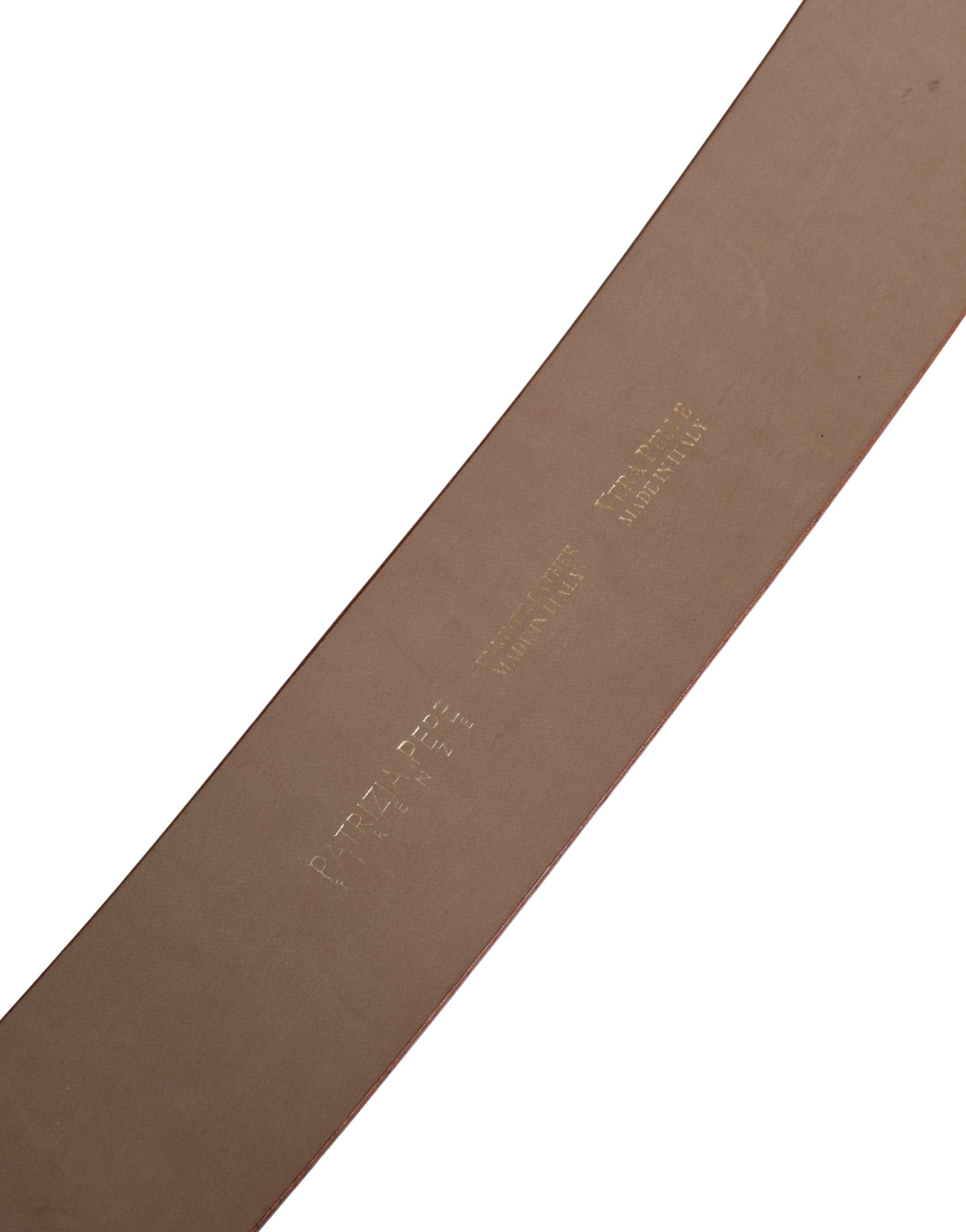 Patrizia Pepe Beige Genuine Leather Wide Waist Metal Buckle Belt