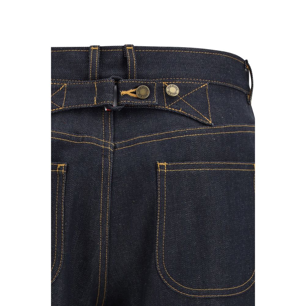 Thom Browne Blue Cotton Straight-Leg Jeans - Luxury Denim Elegance