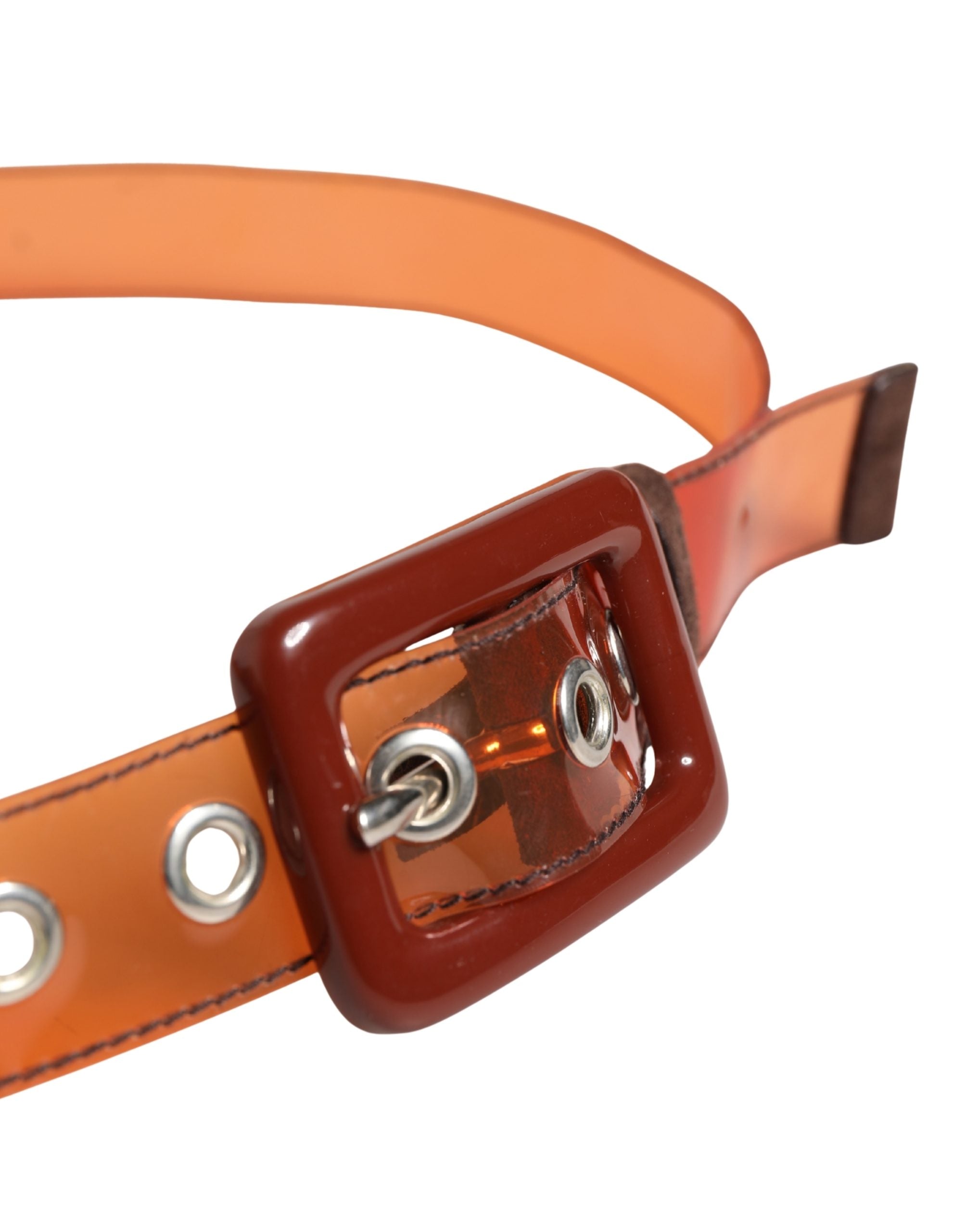 Miu Miu Orange PVC Waist Women Cintura Square Buckle Belt