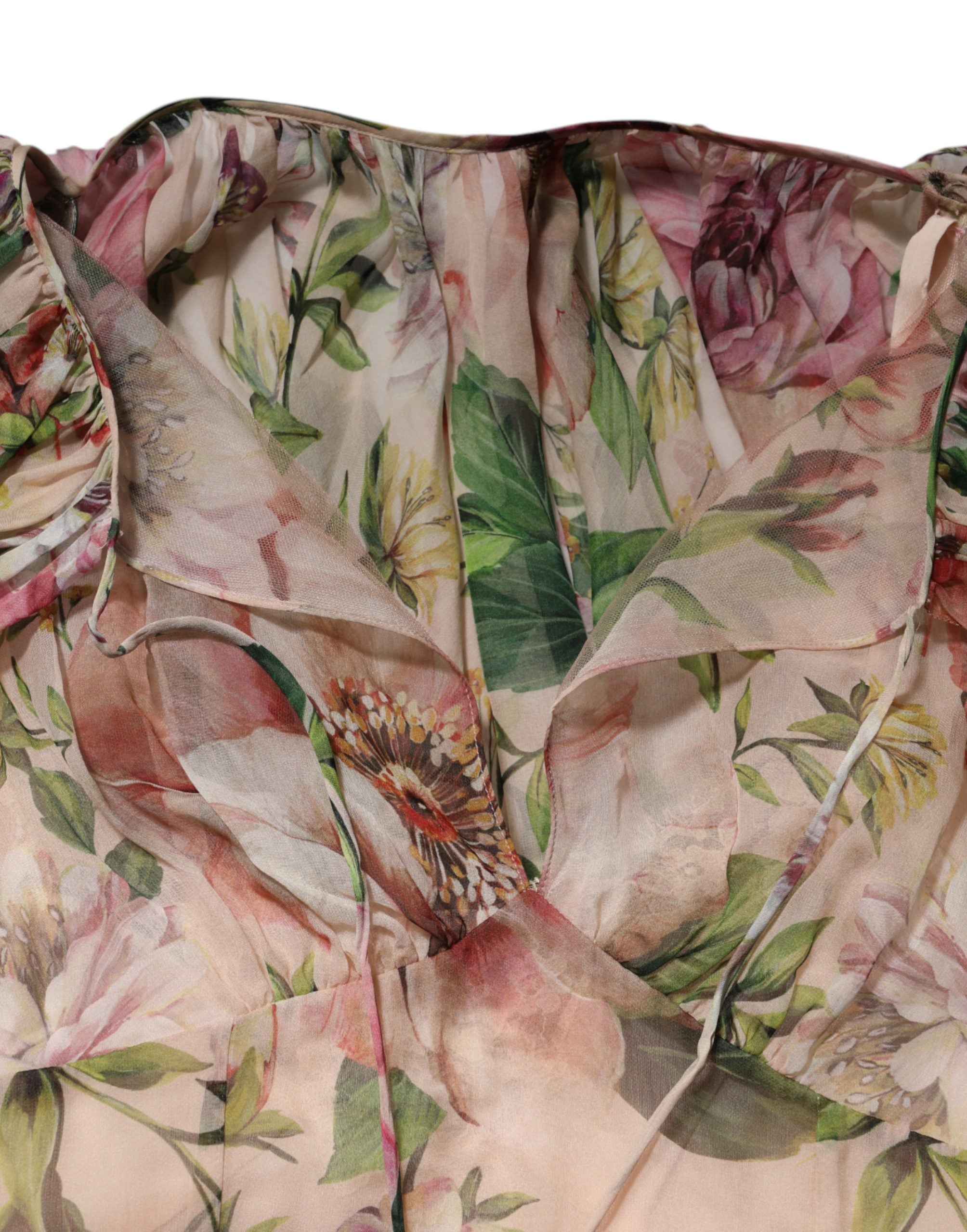 Indulge in the exquisite Dolce & Gabbana Multicolor Floral Silk Layered Maxi Dress, a masterpiece of Italian craftsmanship that redefines luxury and elegance for every occasion.