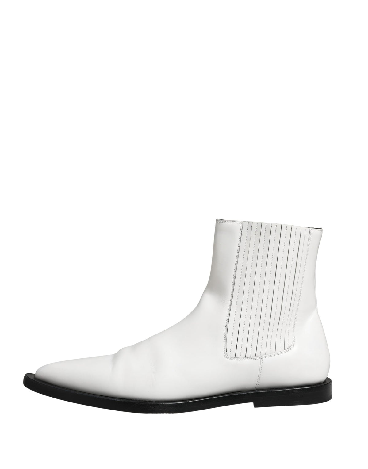 Experience the exquisite allure of Dolce & Gabbana's White Leather Chelsea Ankle Boots, where Italian craftsmanship meets timeless elegance, perfect for any sophisticated ensemble.