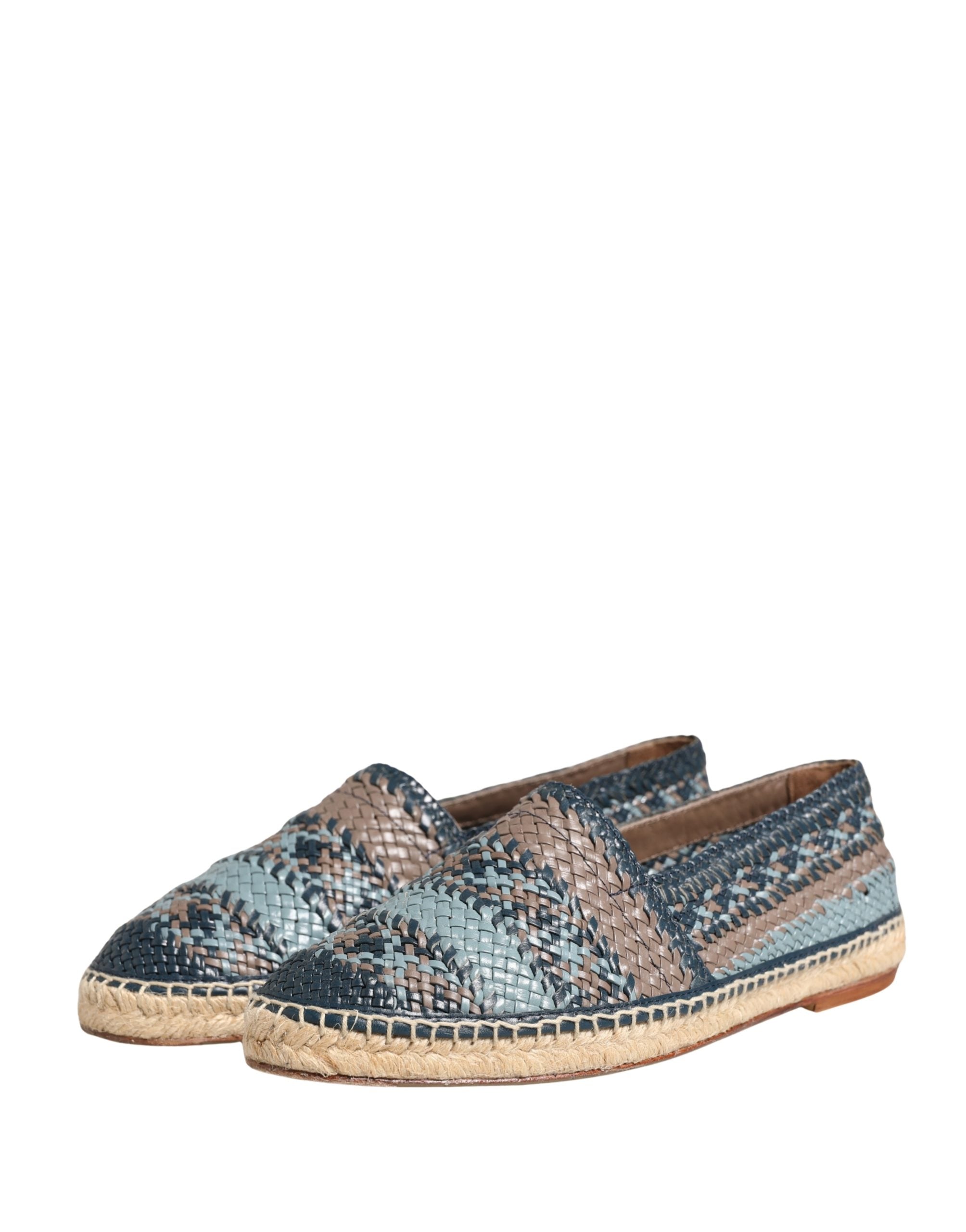 Dolce & Gabbana Blue Gray Slip On Buffalo Espadrille Shoes