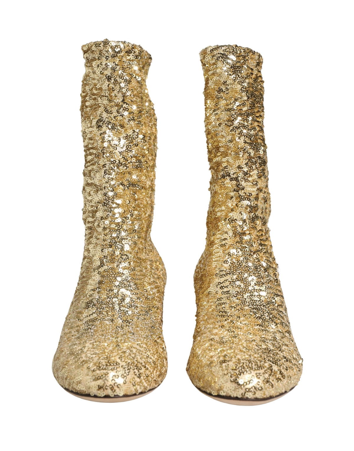 Dolce & Gabbana Gold Sequined Short Boots - Exquisite Luxury Footwear