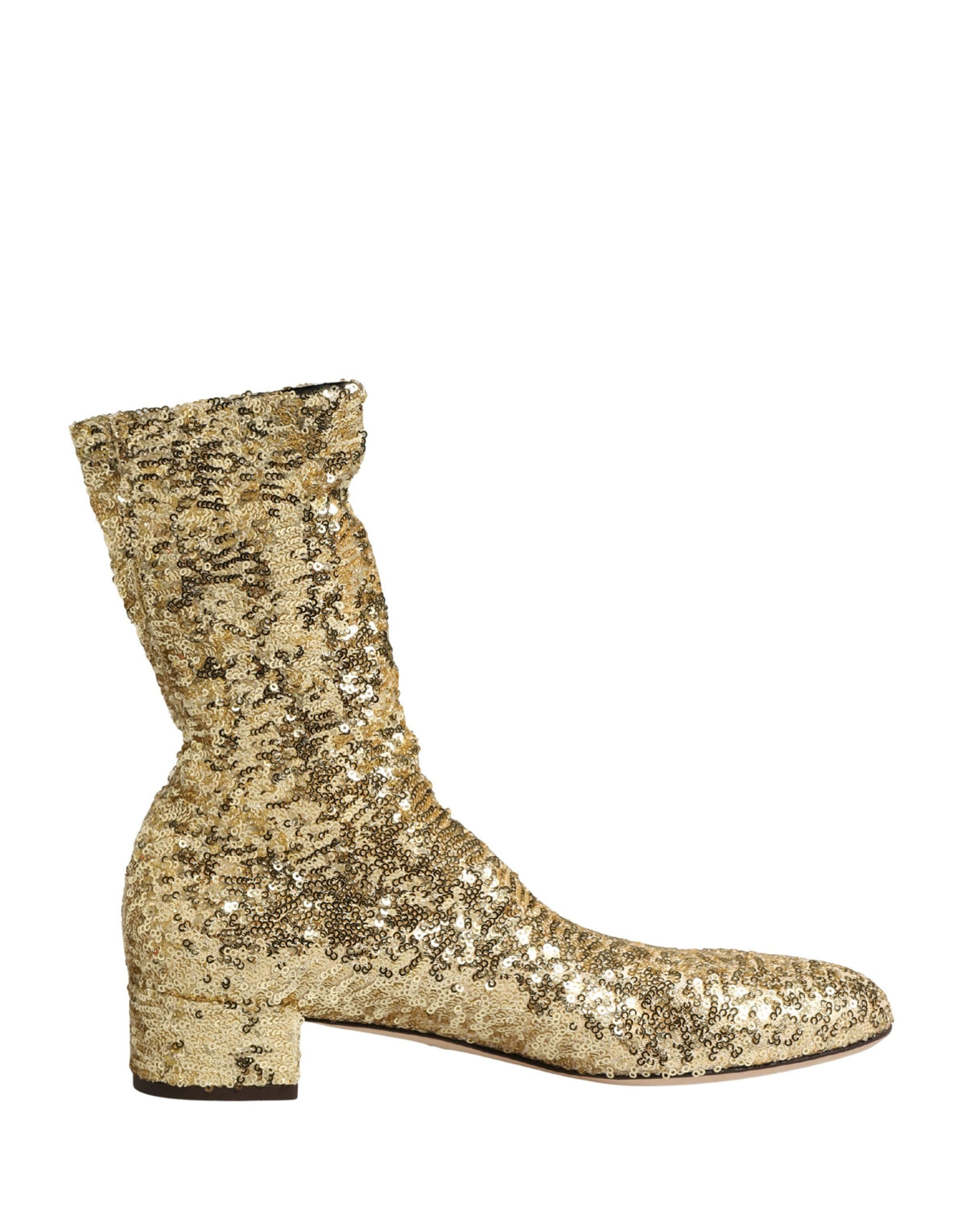 Dolce & Gabbana Gold Sequined Short Boots - Exquisite Luxury Footwear