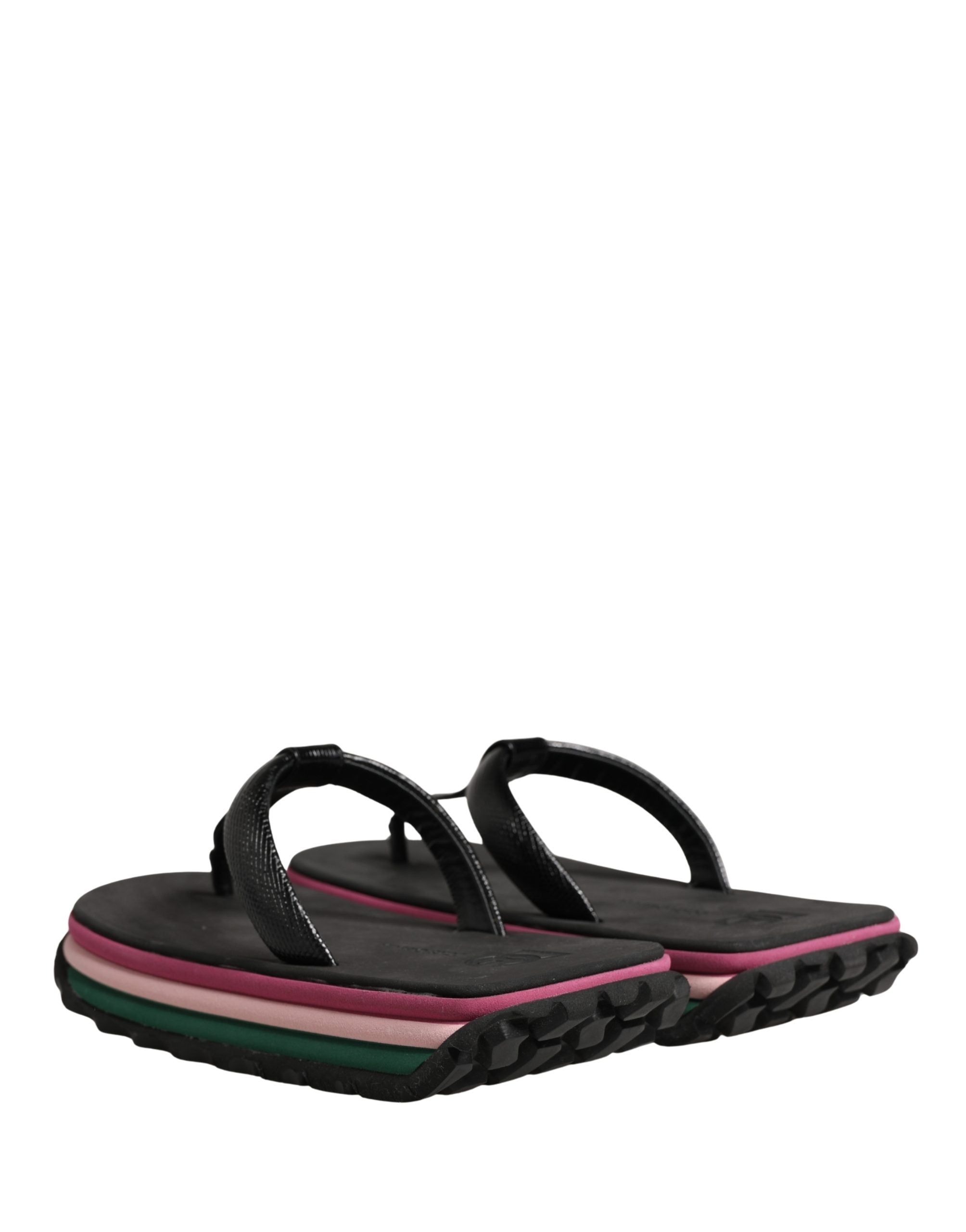 Elevate your summer style with Dolce & Gabbana's multicolor rubber chunky flip flop shoes, where exquisite craftsmanship meets vibrant elegance for the discerning connoisseur.
