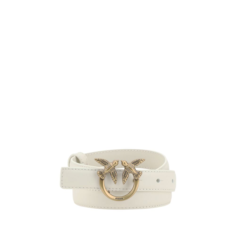 Elevate your elegance with the PINKO White Calf Leather Bos Taurus Regular Belt, a masterpiece of luxurious craftsmanship that redefines sophistication for any occasion.
