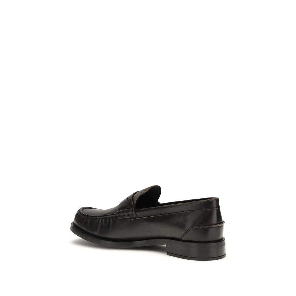 Prada Black Calf Leather Bos Taurus Loafers - Timeless Luxury