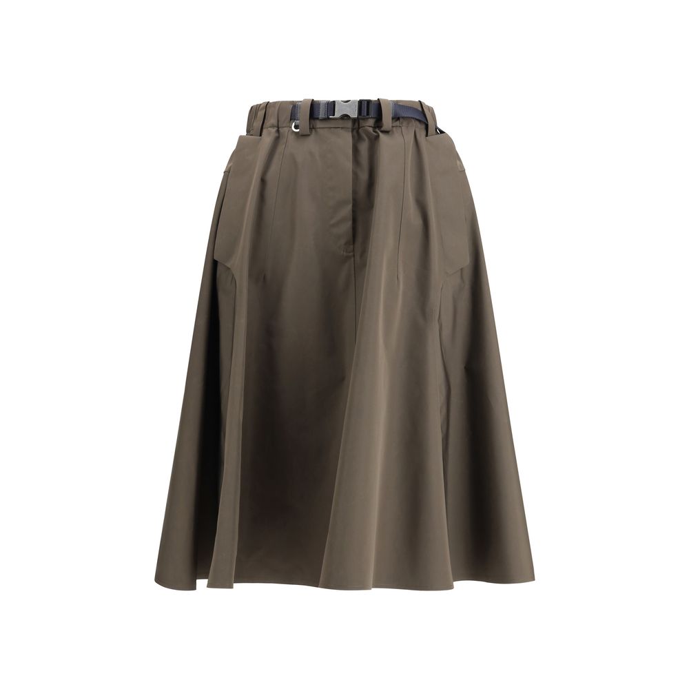 Prada Bicolor Recycled Polyester Midi Skirt - Exquisite Elegance