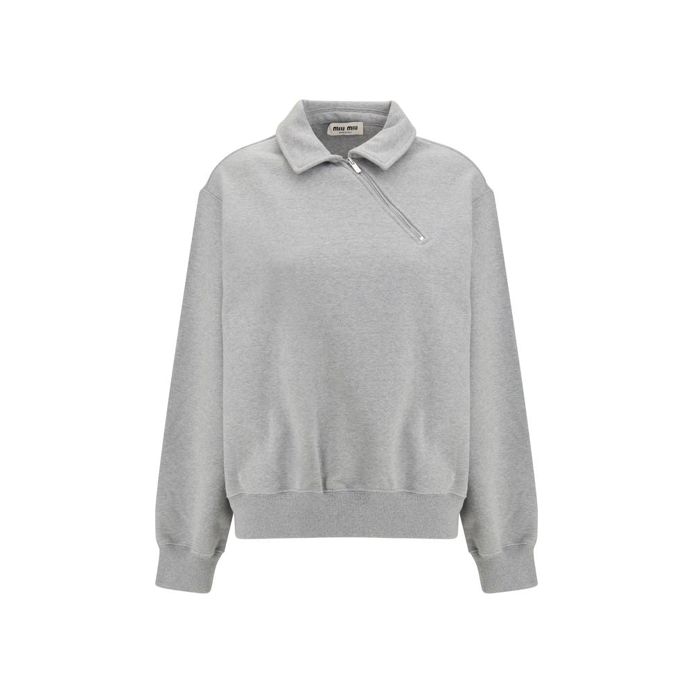 Miu Miu Gray Cotton Sweatshirt - Elegant Sporty Luxe Design