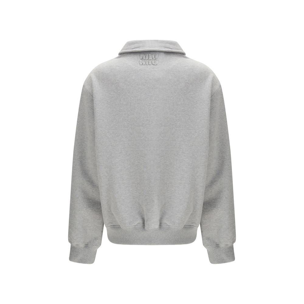 Miu Miu Gray Cotton Sweatshirt - Elegant Sporty Luxe Design