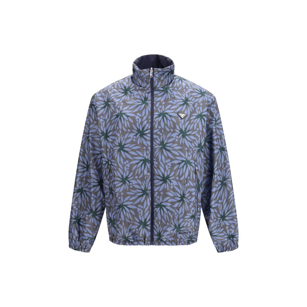 Elevate your style with the Prada Blue Recycled Polyamide Shell Jacket, a masterpiece of sustainable luxury that embodies sophistication and timeless elegance.