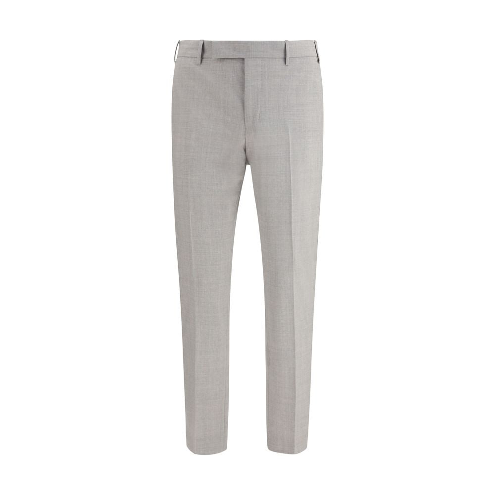 Elevate your wardrobe with PT Torino Gray Wool Oves Aries Dress Pants, crafted from luxurious fleece wool for timeless sophistication and unparalleled elegance.