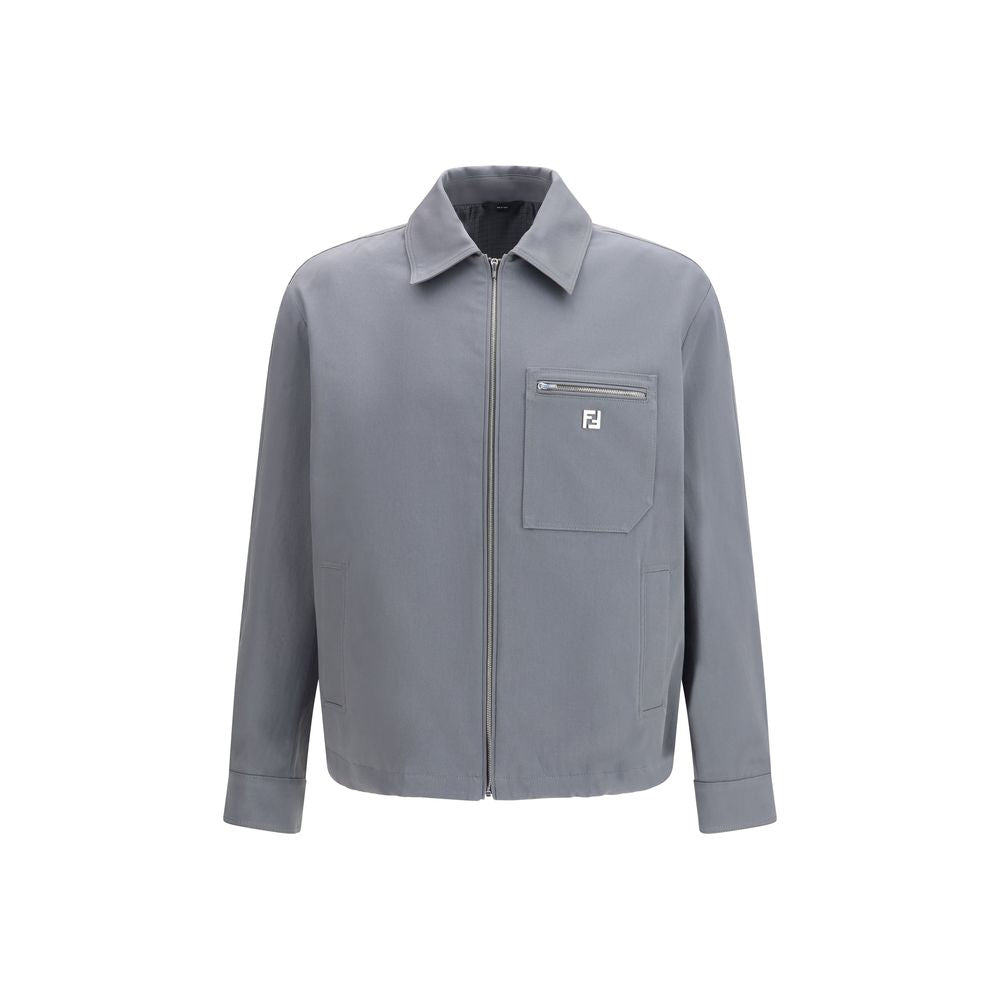 Elevate your wardrobe with the Fendi Gray Cotton Biker Jacket, a luxurious blend of 97% cotton and 3% elastane, embodying timeless sophistication and modern elegance.