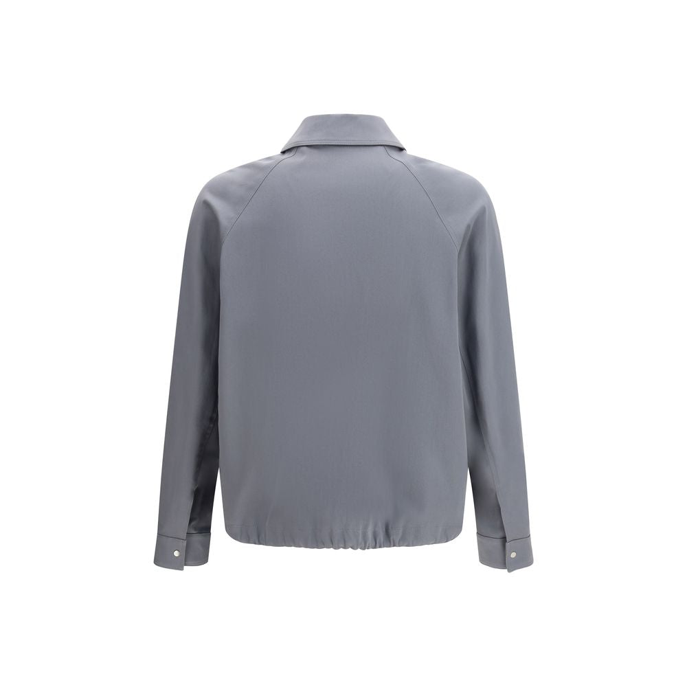 Elevate your wardrobe with the Fendi Gray Cotton Biker Jacket, a luxurious blend of comfort and sophistication, perfect for those who embody timeless elegance.