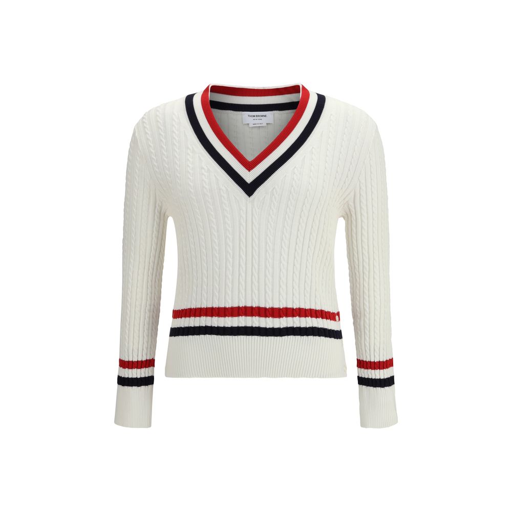 Thom Browne White Cotton Sweater - Exquisite Luxury Redefined
