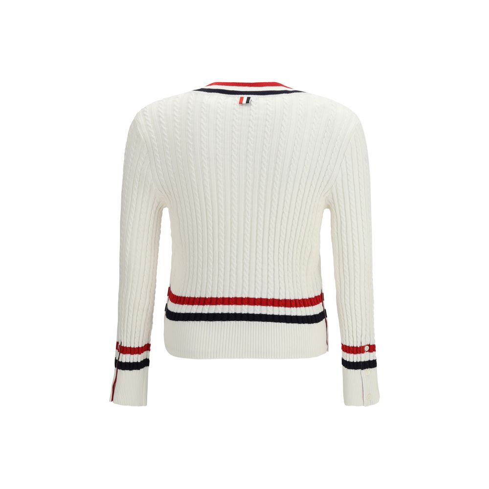 Thom Browne White Cotton Sweater - Exquisite Luxury Redefined